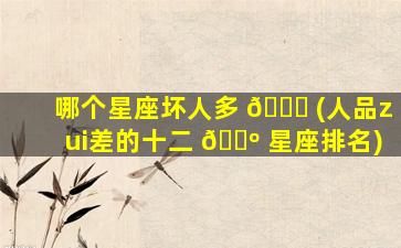 哪个星座坏人多 🐞 (人品zui
差的十二 🐺 星座排名)